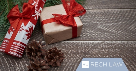 Pile of gifts on the floor.