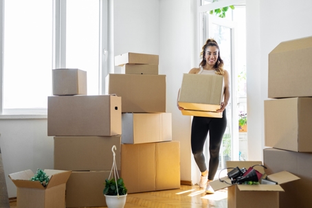 Woman with moving boxes